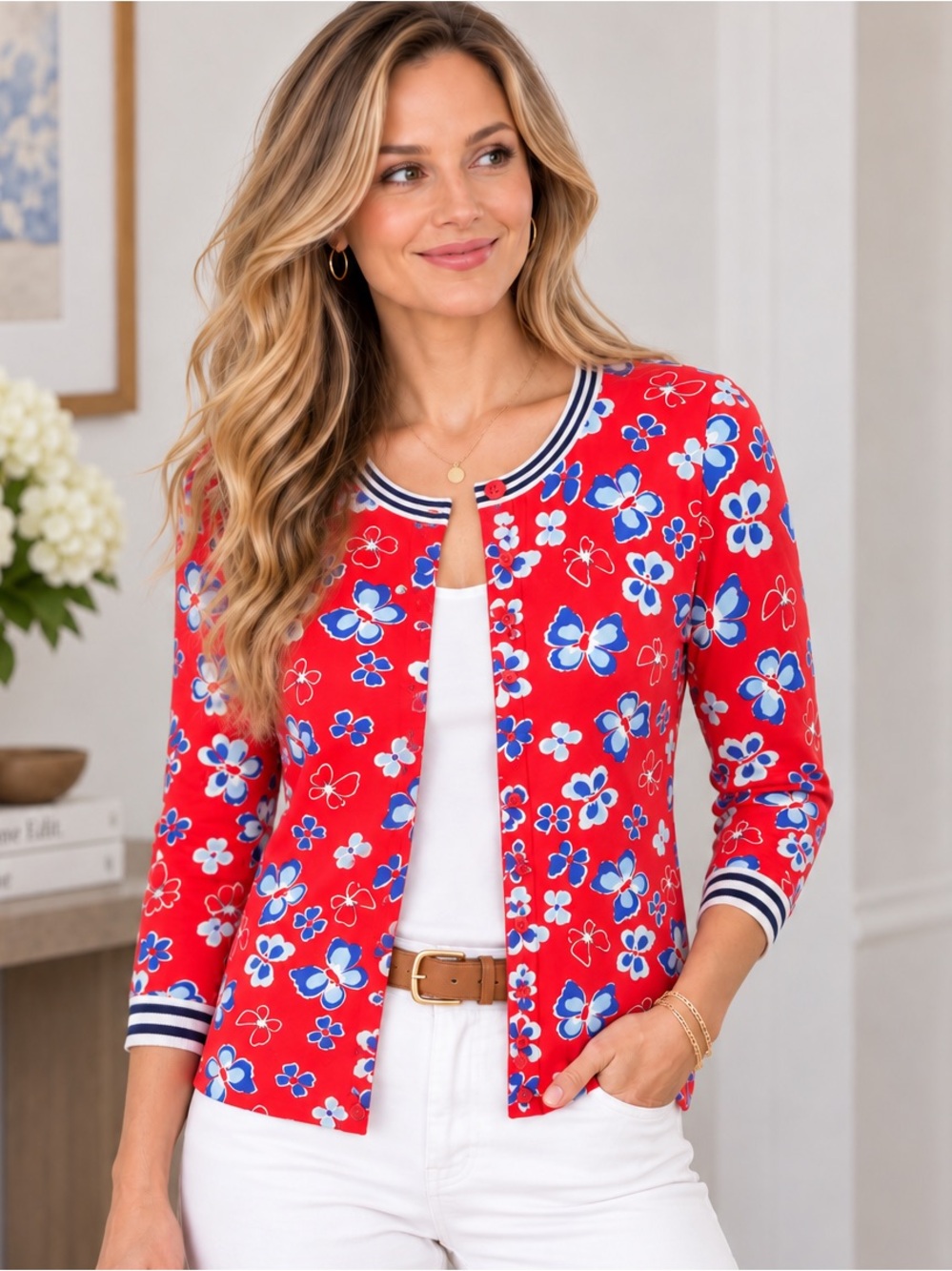 NWOT Talbots BUTTERFLY CHARMING CARDIGAN Size M